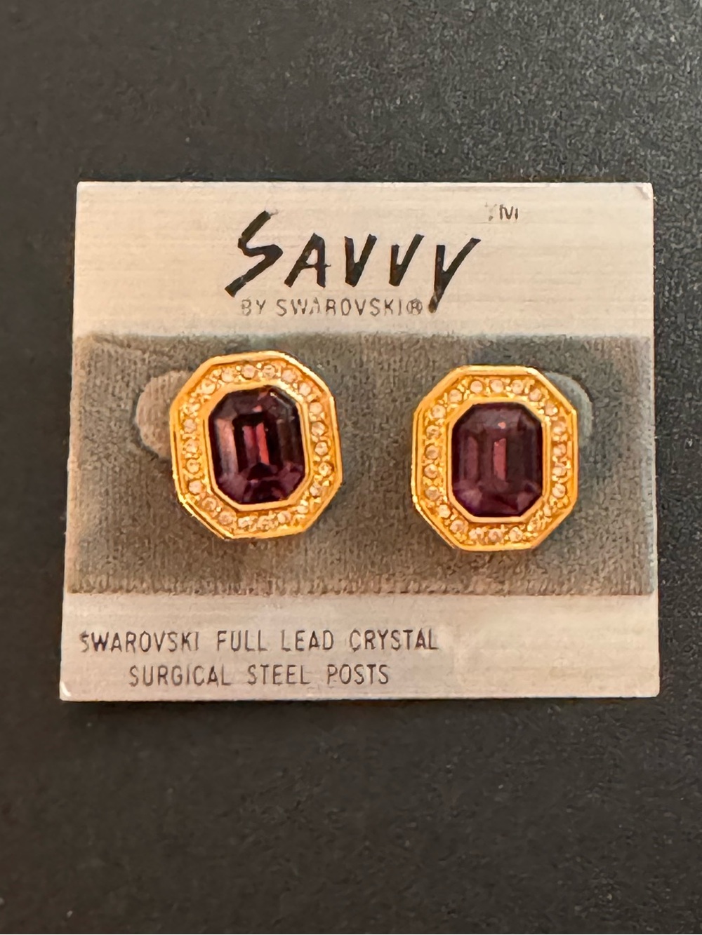 S.A.L. Swarovski Amethyst Crystal Earrings (pierced)
Vintage